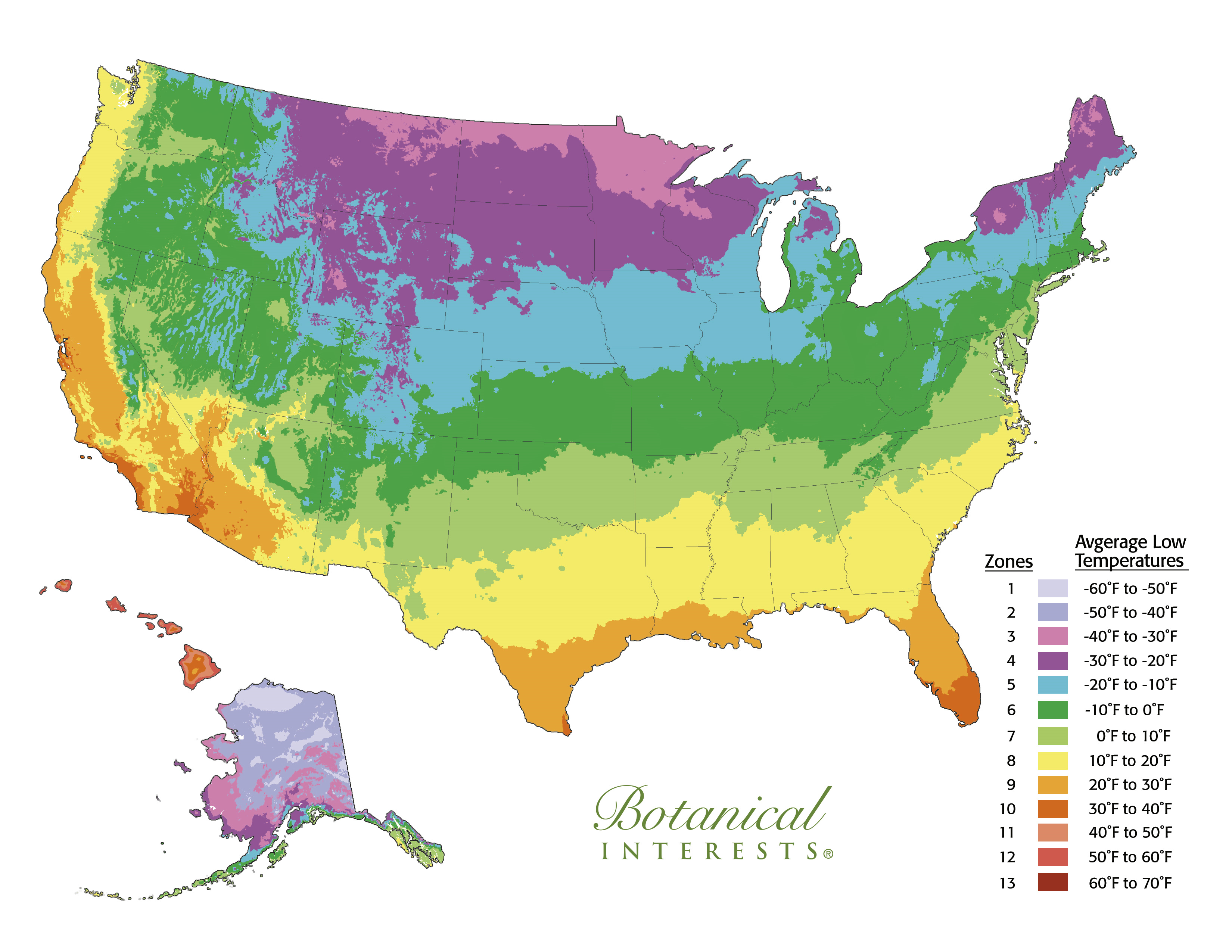 USDA Hardiness Zones map